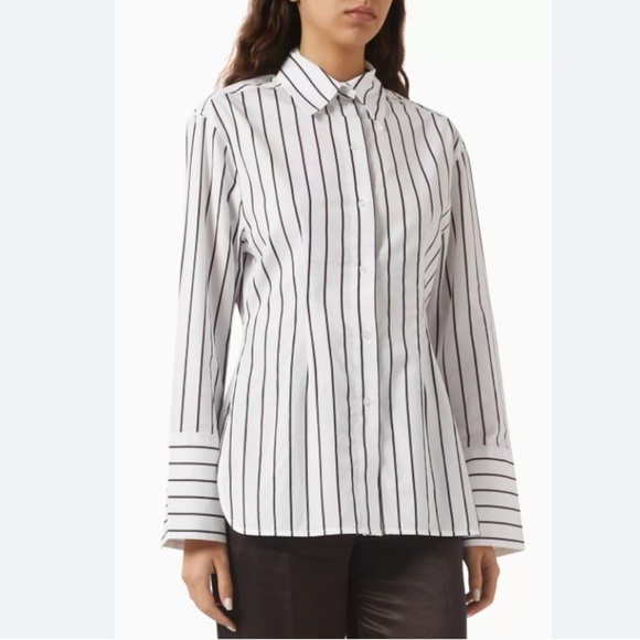 Day Birger et Mikkelsen Julia Modern Stripe Blouse Top Bright White  Brown - Picture 2 of 16